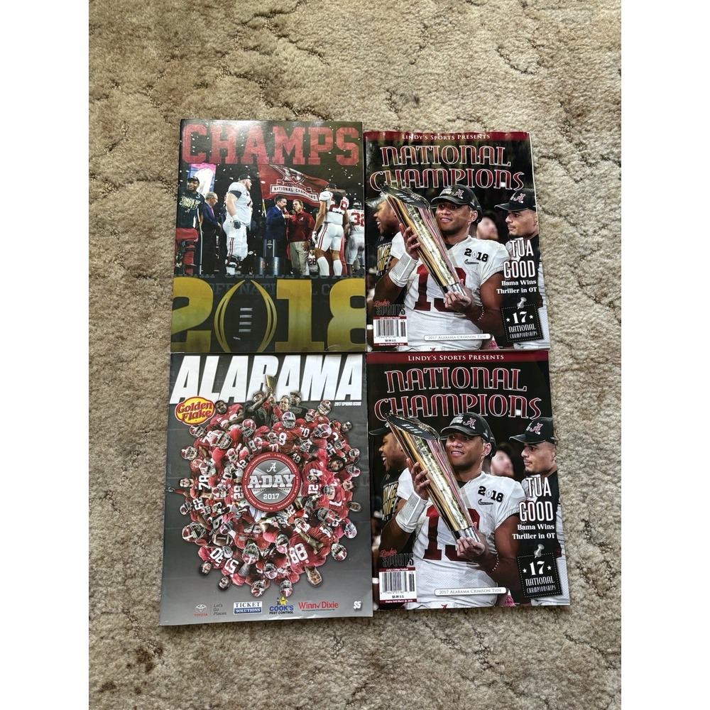 Alabama Crimson Tide Football Magazine Lot 2018 National Champions Tua Saban 4pc